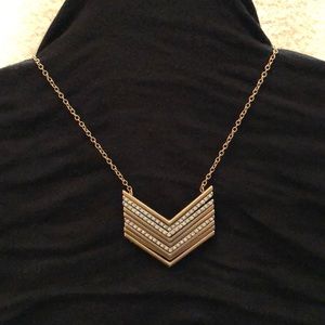 Gold and rhinestone chevron necklace